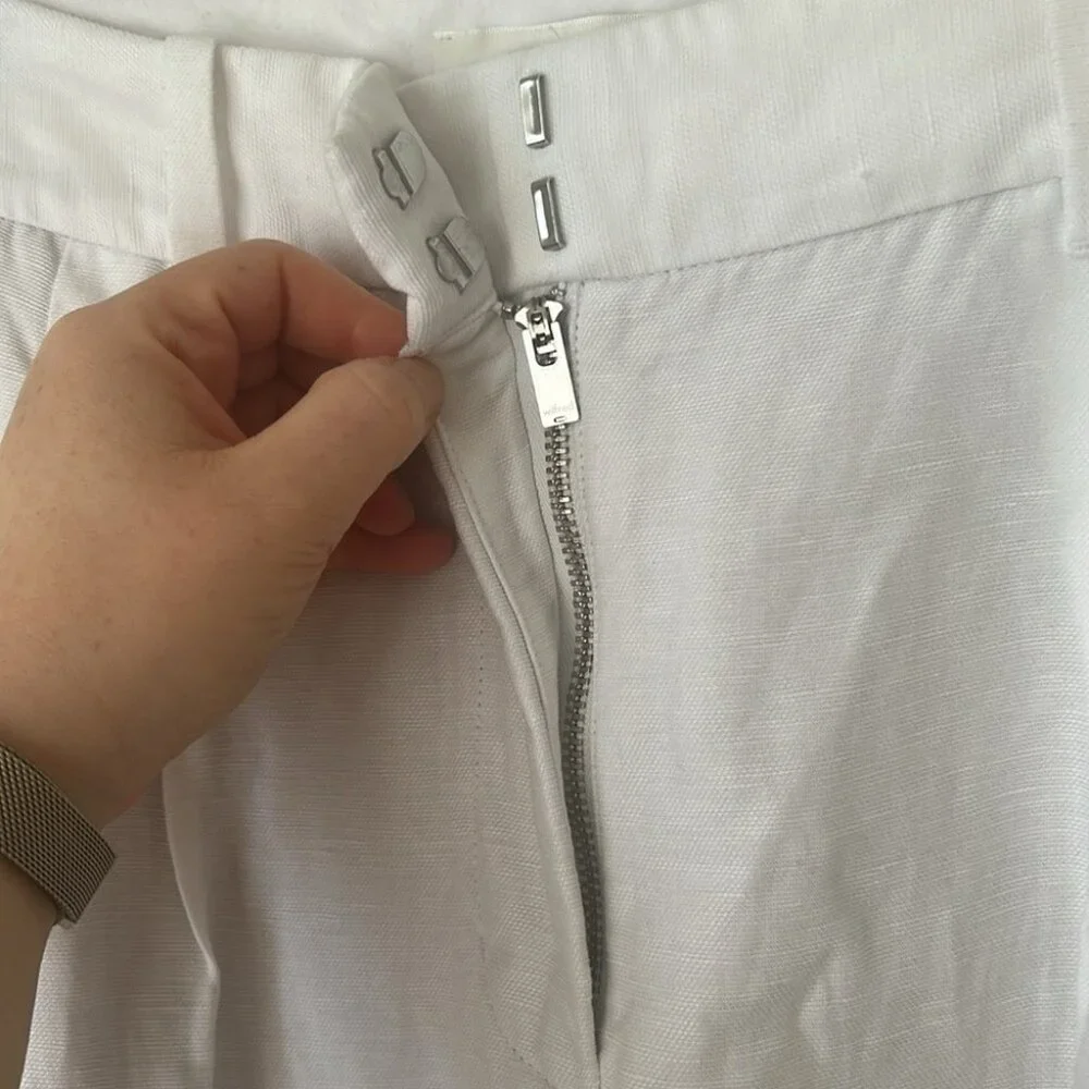 Aritzia White High-Waist Wide-Leg Linen Pants